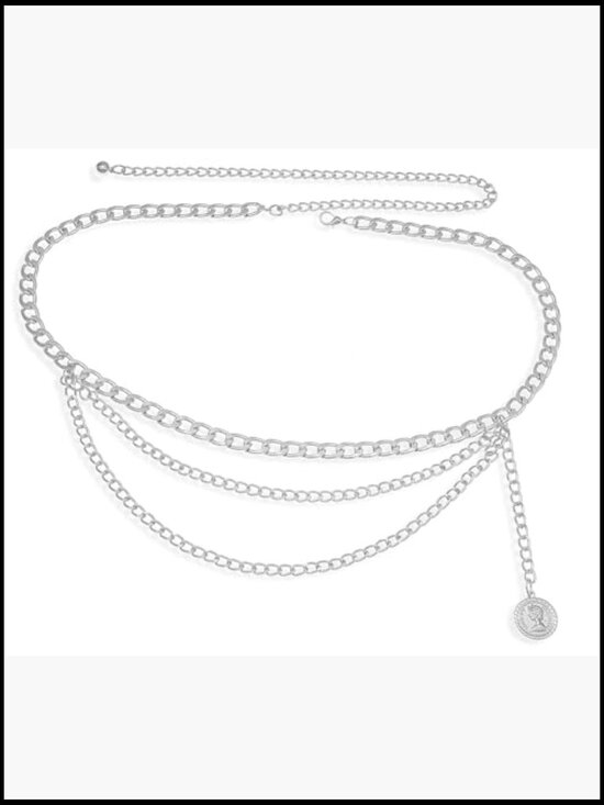 Multilayer Metal Chain Belt Adjustable Waist Chain for Dresses Jeans